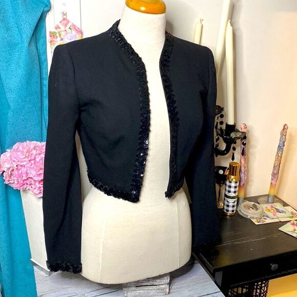 🌷 Angelo Mozillo🌷 Pure Virgin Wool Crop Blazer Jacket Made in Italy - Picture 3 of 11